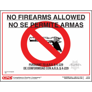 Arizona No Firearms Allowed Poster