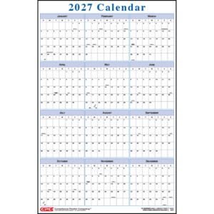 Blue Vertical 12-Month Calendar