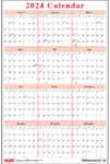 Red Vertical 12-Month Calendar