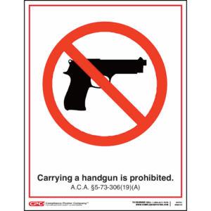 Arkansas Handgun Prohibited Poster