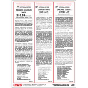 Oakland California Minimum Wage Poster