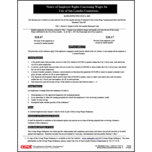 San Leandro CA Living Wage Poster