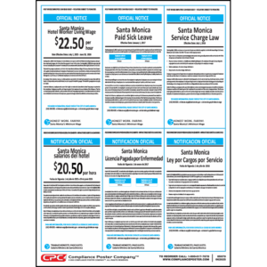 City of Santa Monica, CA Hotel Worker Living Wage, Paid Sick Leave & Service Charge Law Poster