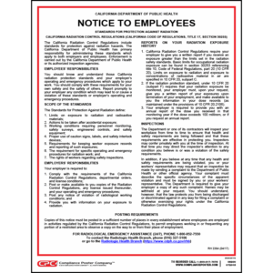 California Radiation Notice to Employees