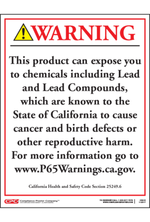 Prop 65 Consumer Product Lead Exposure Warning Sign