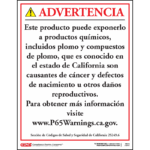 Prop 65 Consumer Product Lead Exposure Warning Sign