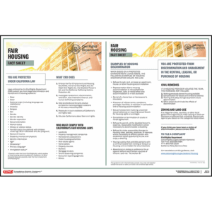 California Fair Housing Fact Sheet Poster and Pamphlet