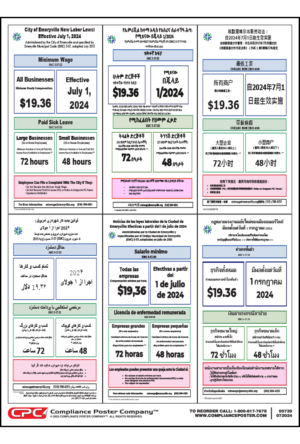 Emeryville, California Minimum Wage Poster