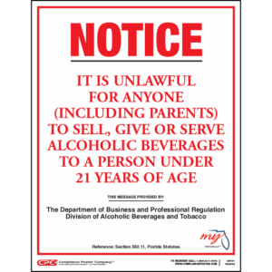 Florida Alcohol Under 21 Poster