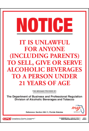 Florida Alcohol Under 21 Poster