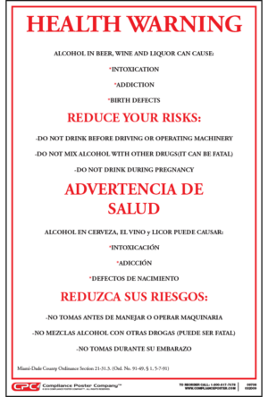 Miami-Dade County Alcohol Health Warning Poster