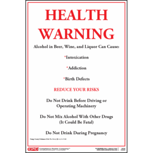 Orange County Alcohol Health Warning Poster