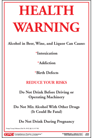 Orange County Alcohol Health Warning Poster