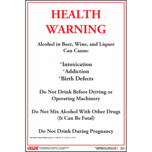 Palm Beach County Alcohol Health Warning Poster