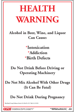 Palm Beach County Alcohol Health Warning Poster