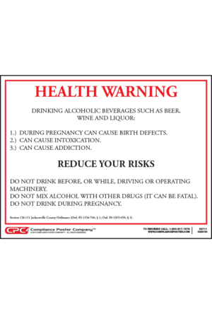 Jacksonville Alcohol Health Warning Poster