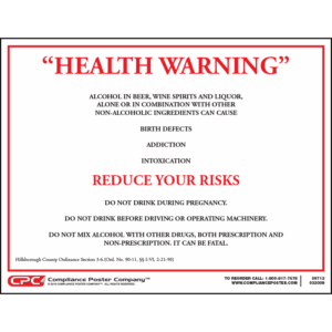 Hillsborough County Alcohol Health Warning Poster