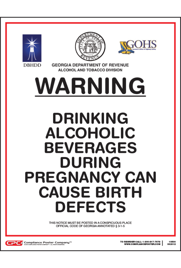 Georgia Alcohol Health Warning Poster