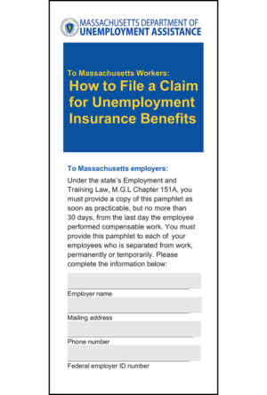 Massachusetts Unemployment Insurance Benefits Pamphlet