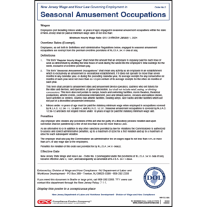 New Jersey Seasonal Amusement Occupations Wage Order