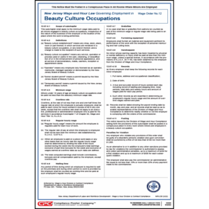 New Jersey Beauty Culture Occupations Order