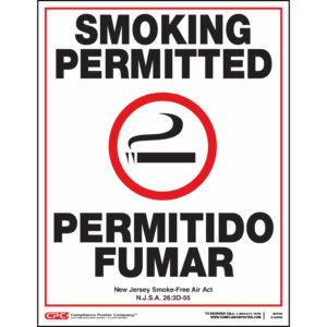 New Jersey Bilingual Smoking Permitted Poster