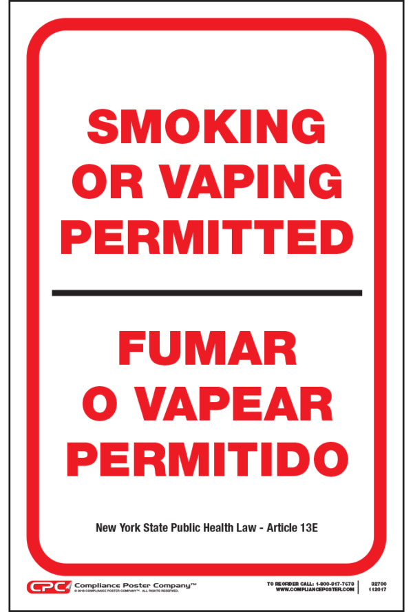New York Smoking or Vaping Permitted Poster