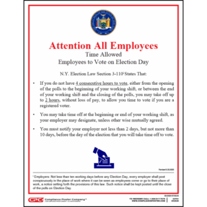 New York Time Off to Vote Poster