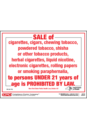 New York Sale of Tobacco Products Poster