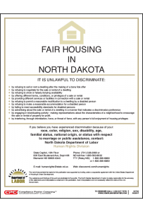 North Dakota Fair Housing Poster