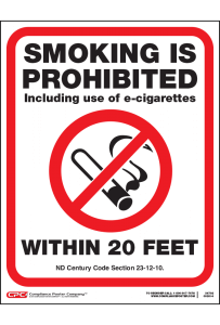 North Dakota No Smoking 20 Feet Poster