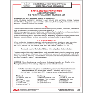 Pennsylvania Fair Lending Poster