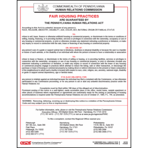 Pennsylvania Fair Housing Poster