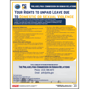Philadelphia Entitlement to Leave Due to Domestic or Sexual Violence Poster