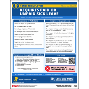Philadelphia Paid Sick Time Poster