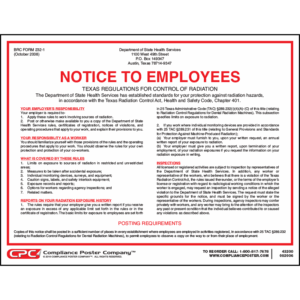 Texas Regulation For Radiation Control Poster