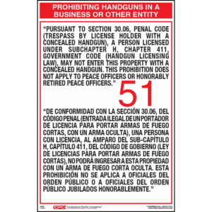 Texas Bilingual Hand Gun 51 Poster