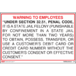 Texas Identity Theft For Restaurant Or Bar Employees Poster