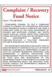 Texas Complaint/Recovery Fund Notice