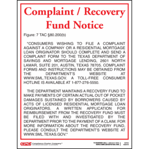 Texas Complaint/Recovery Fund Notice