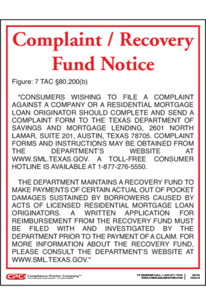 Texas Complaint/Recovery Fund Notice