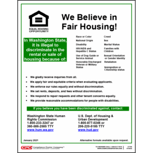 Washington State Fair Housing Poster