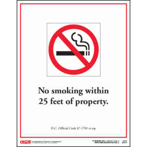 District of Columbia No Smoking Within 25ft. of Property