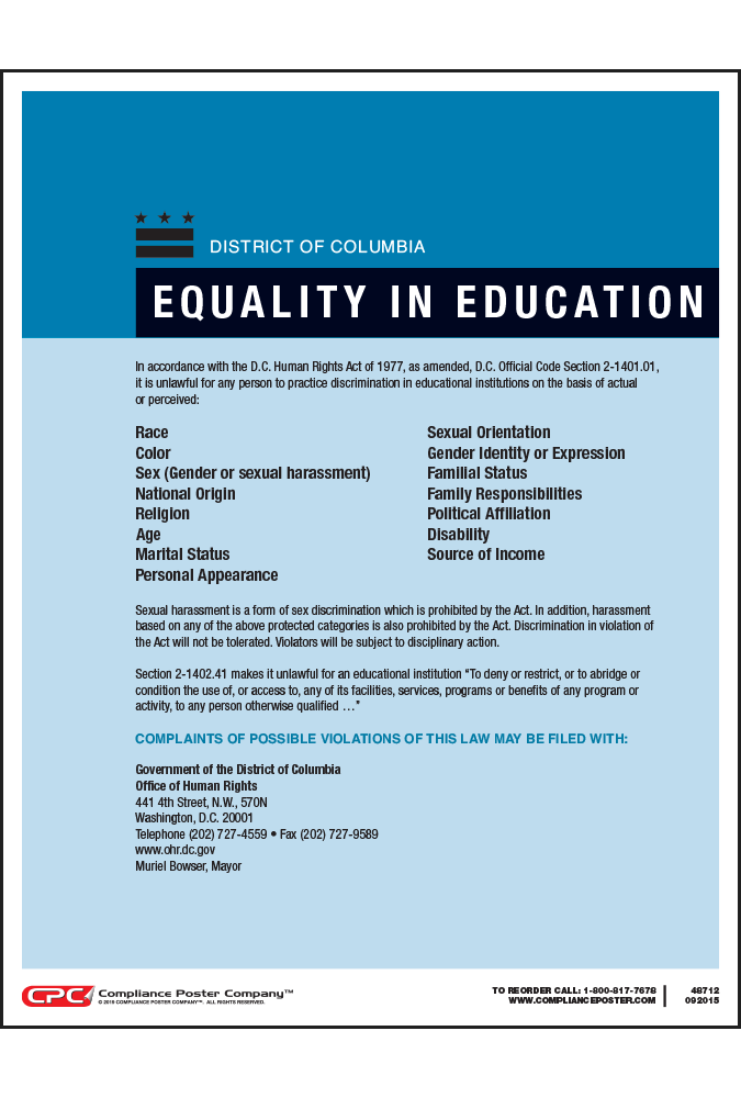 District of Columbia Equality in Education Poster