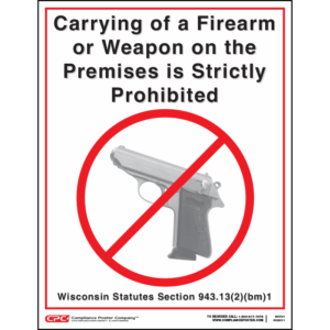 Wisconsin No Firearms Poster