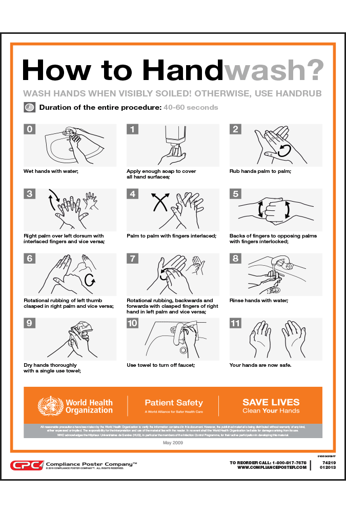 How To Wash Hands Steps 1 11 Poster Compliance Poster Company