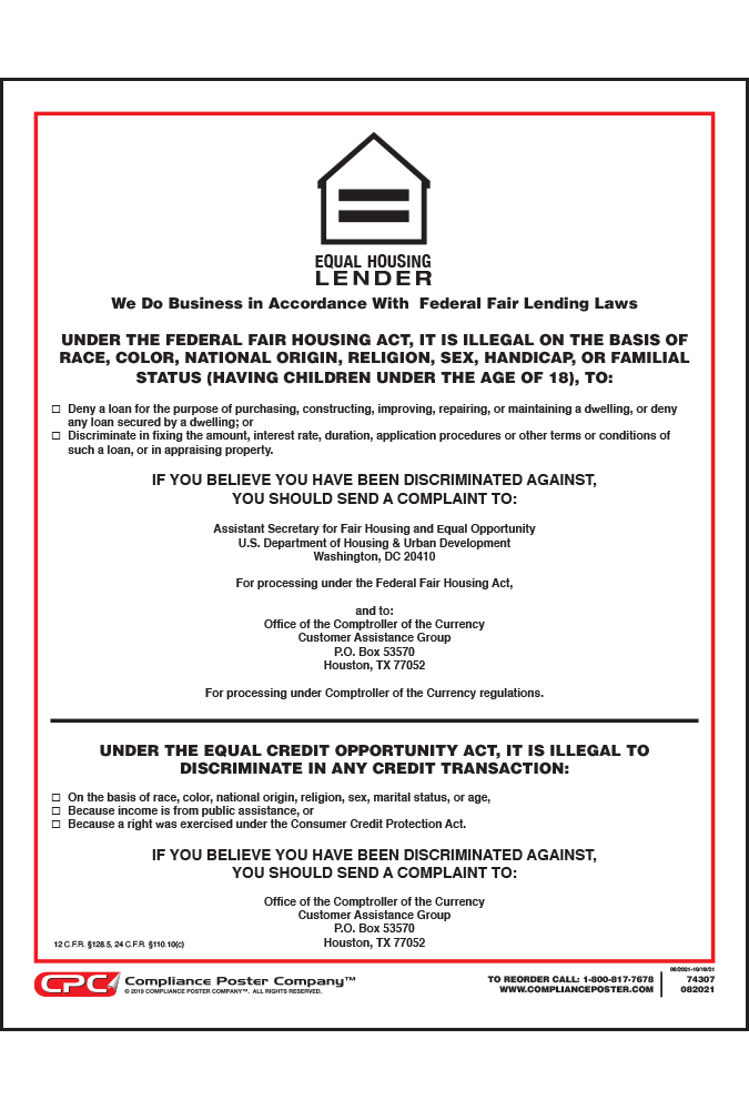 Fair Housing Poster Compliance Poster Company