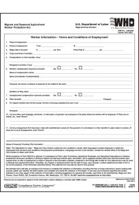 Agricultural Employment Terms Form - 20 Sheets Per Pack