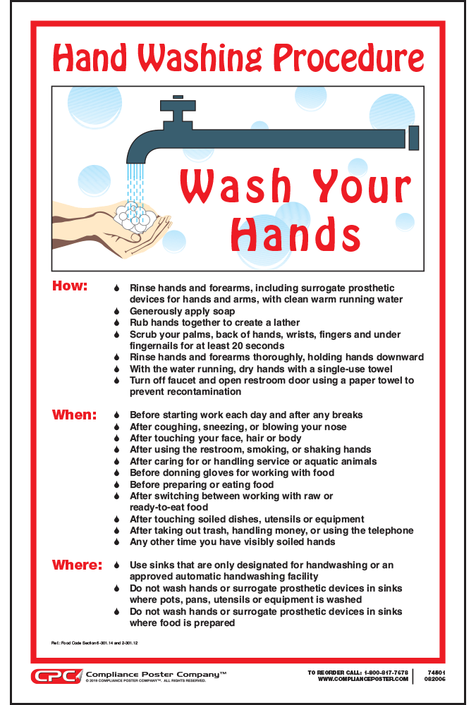 Hand Washing Procedures Poster - Compliance Poster Company