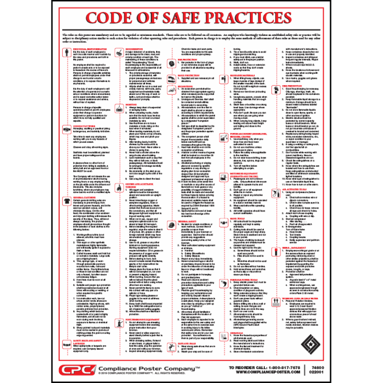 Code Of Safe Practices Poster - Compliance Poster Company